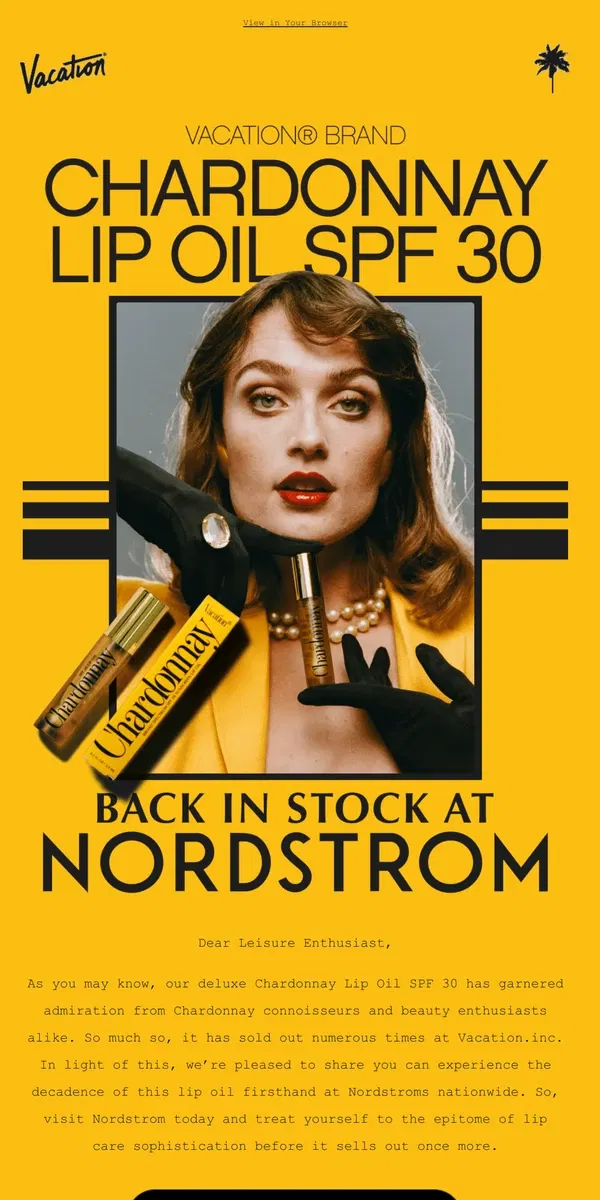 Email from Vacation. 🥂 Chardonnay Lip Oil in Stock at Nordstrom