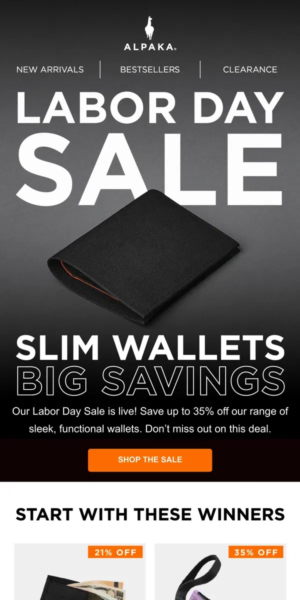 Email from ALPAKA. Up To 35% Off Wallets! 💵🫰