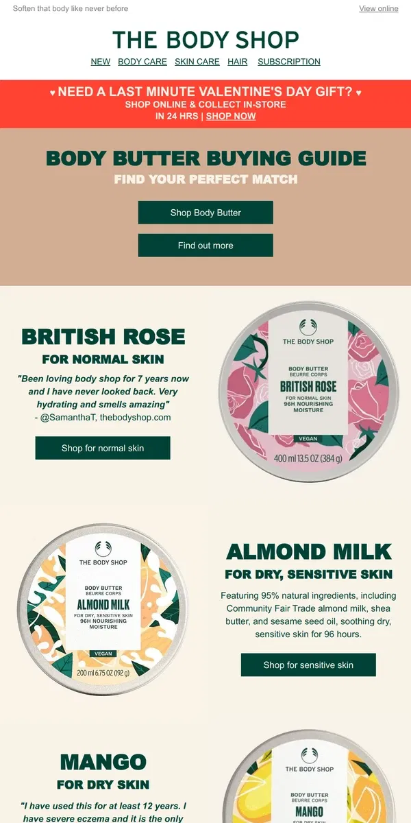 Email from The Body Shop. Love body butter? Here's your buying guide