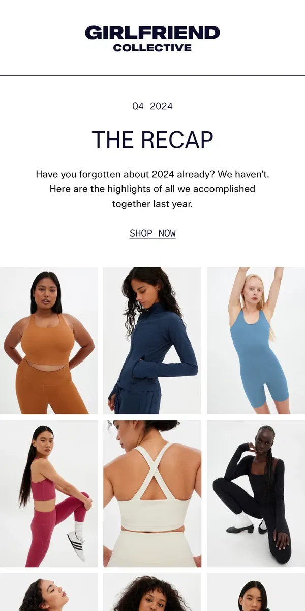 Email from Girlfriend Collective. THE 2024 RECAP