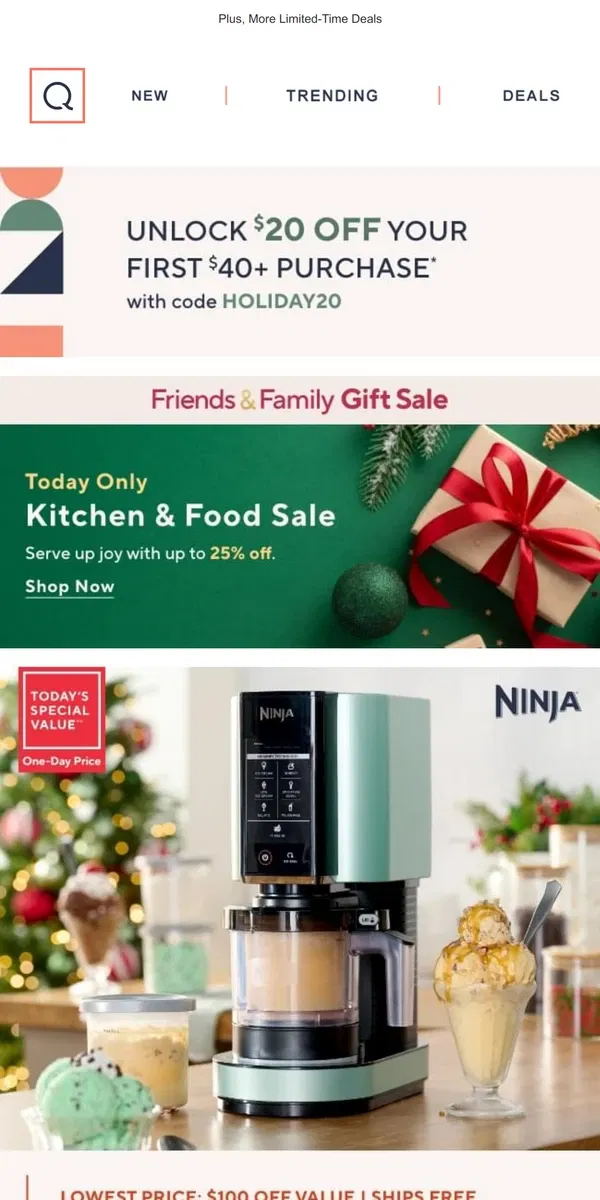 Email from QVC. One-Day Culinary Sale + Ninja TSV