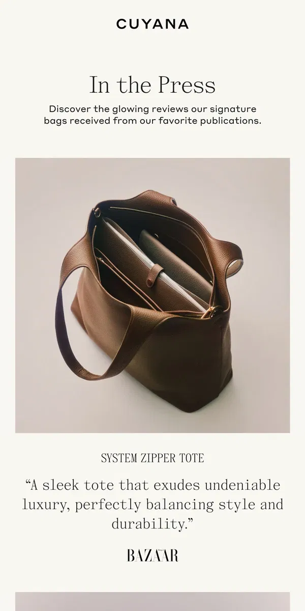 Email from Cuyana. Editor’s Must-Have Bags