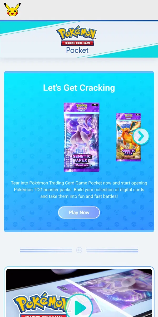 Email from Pokémon. 🎊 Pokémon TCG Pocket Is Here 🎊