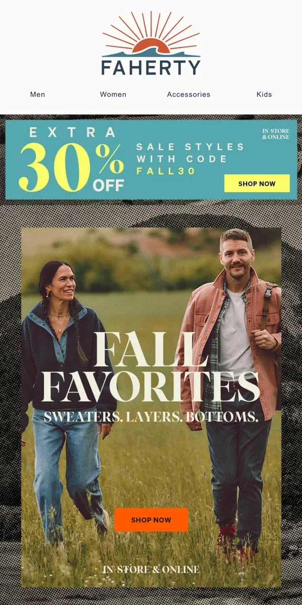 Email from Faherty. Fall Favorites Are Here.