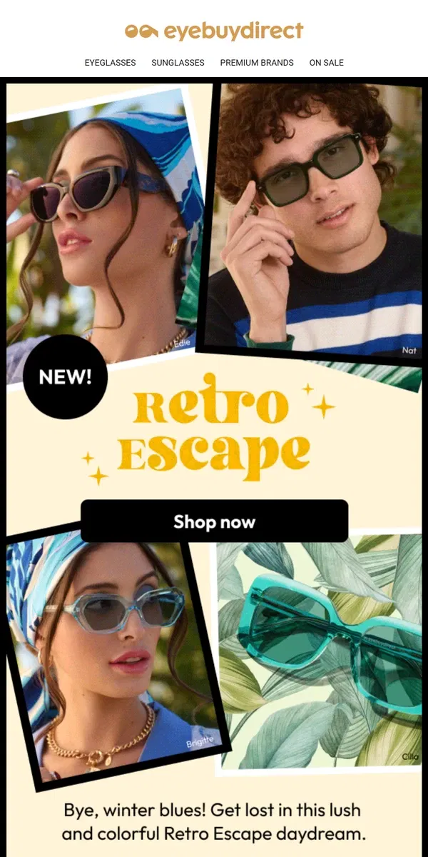 Email from Eyebuydirect. Your Holiday Escape Style 🦩🌴