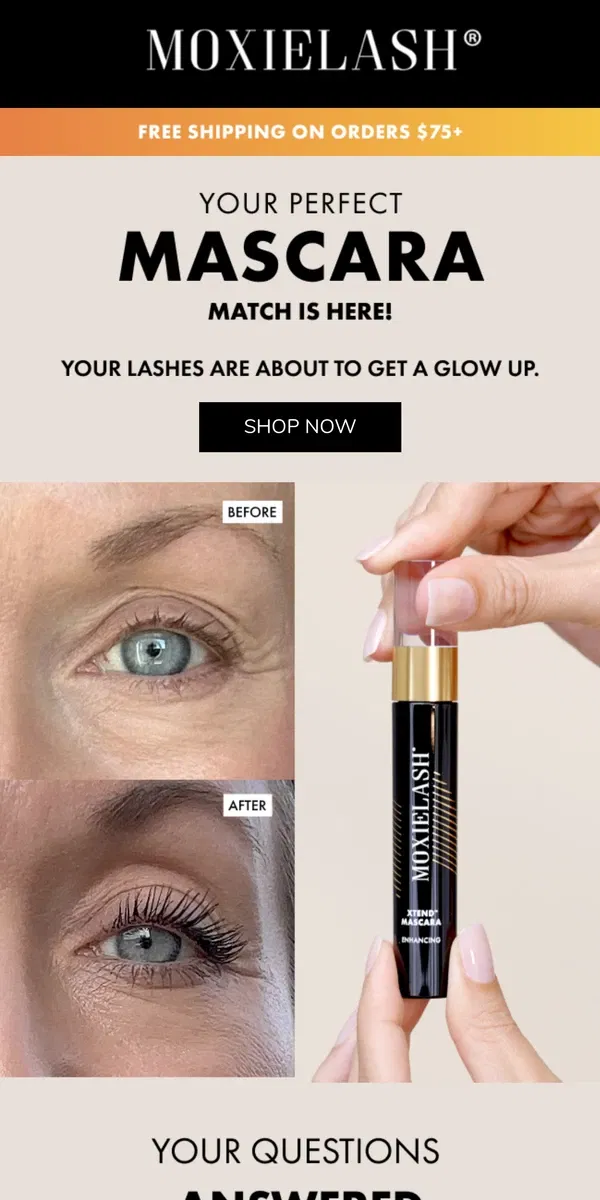 Email from MoxieLash. Your New Favorite Mascara: Apply, Define, & Go!