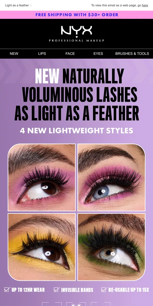 Email from NYX Professional Makeup. NEW ✨ JUMBO LASH! VEGAN FALSE LASHES