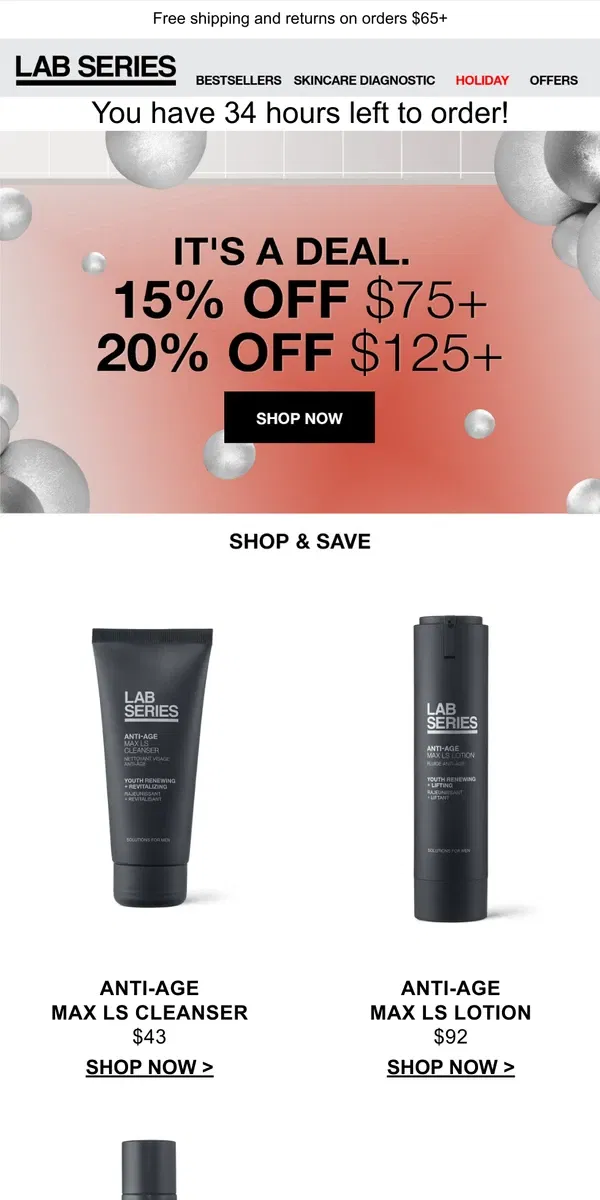 Email from Lab Series. Up to 20% Off Your Anti-Age MAX LS Faves!