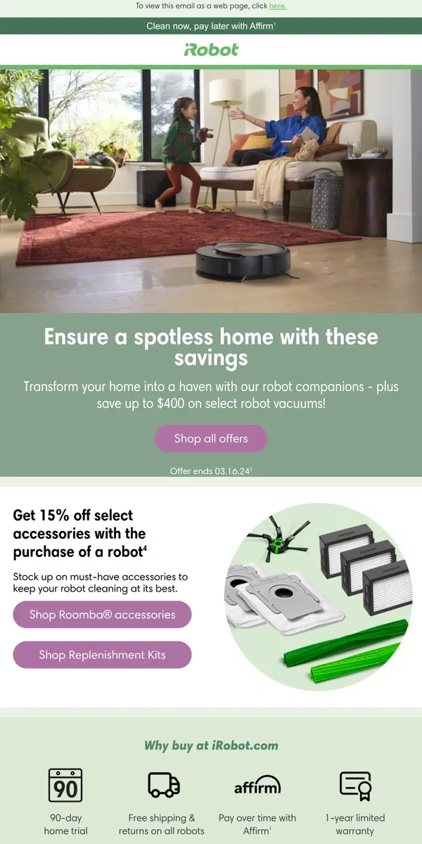 Email from iRobot. There's still time!