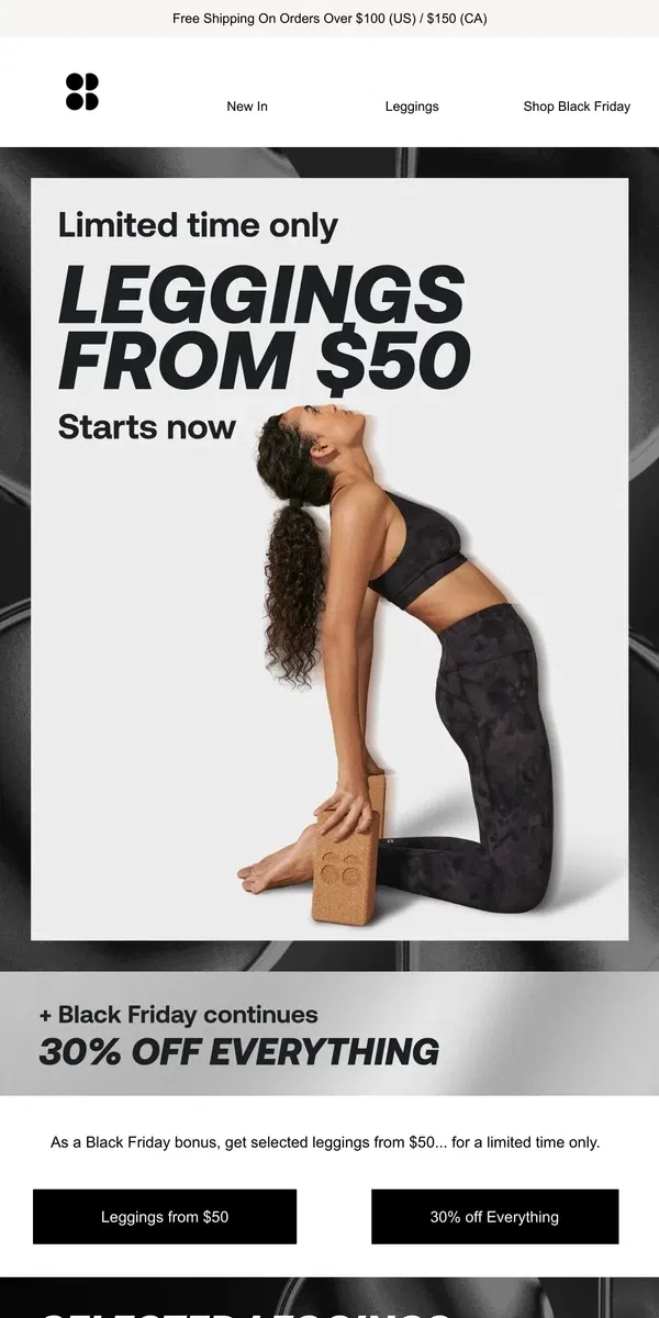 Email from Sweaty Betty. ⚡ Limited time only | Selected leggings from $50 ⚡