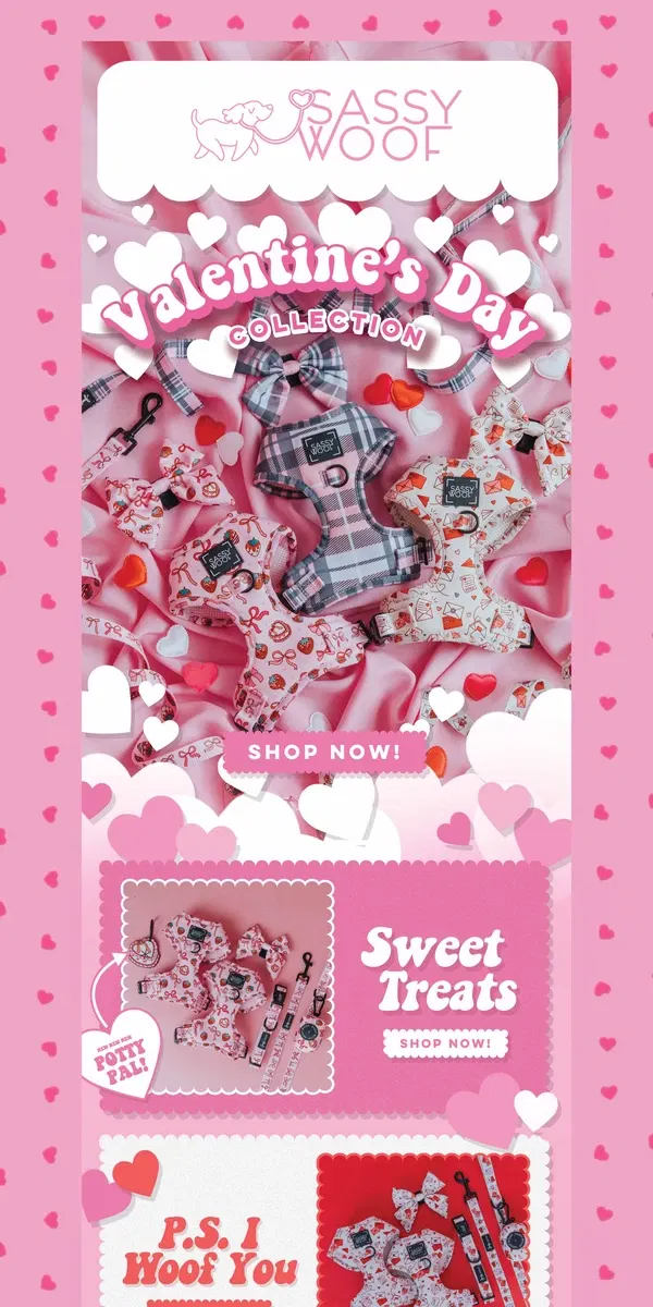 Email from Sassy Woof. Sassy Woof Valentine's Day Collections 🎀