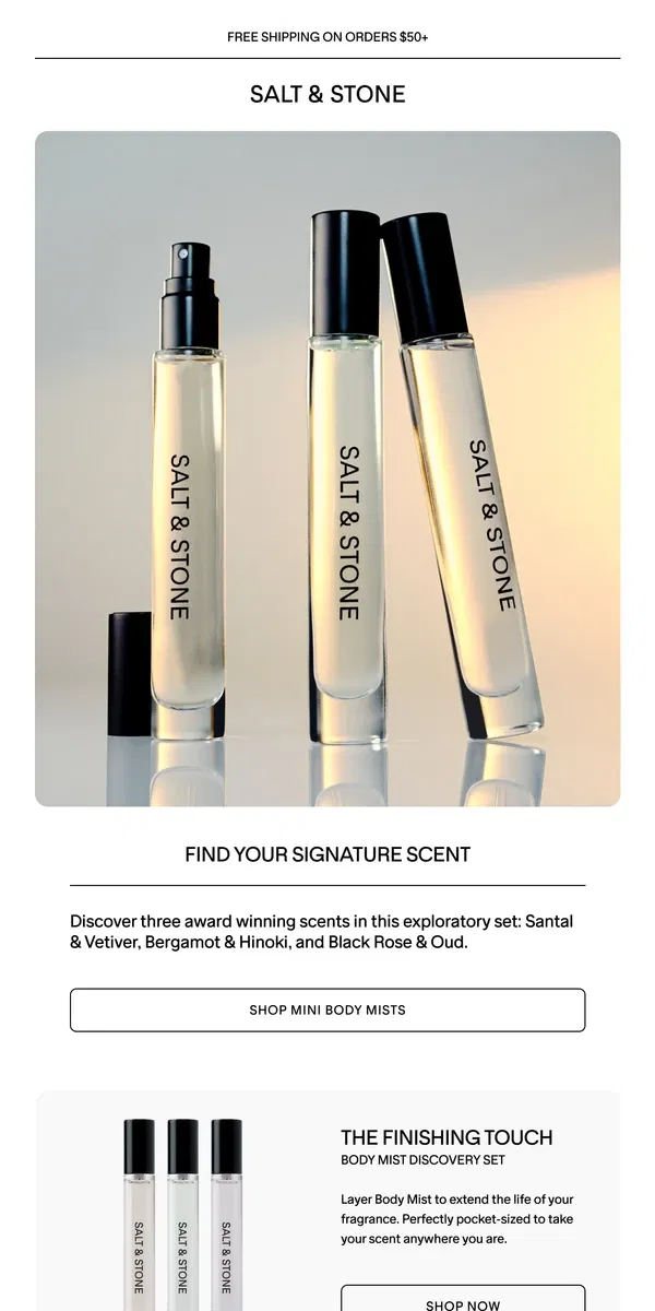 Email from SALT & STONE. Mini Body Mist is Here