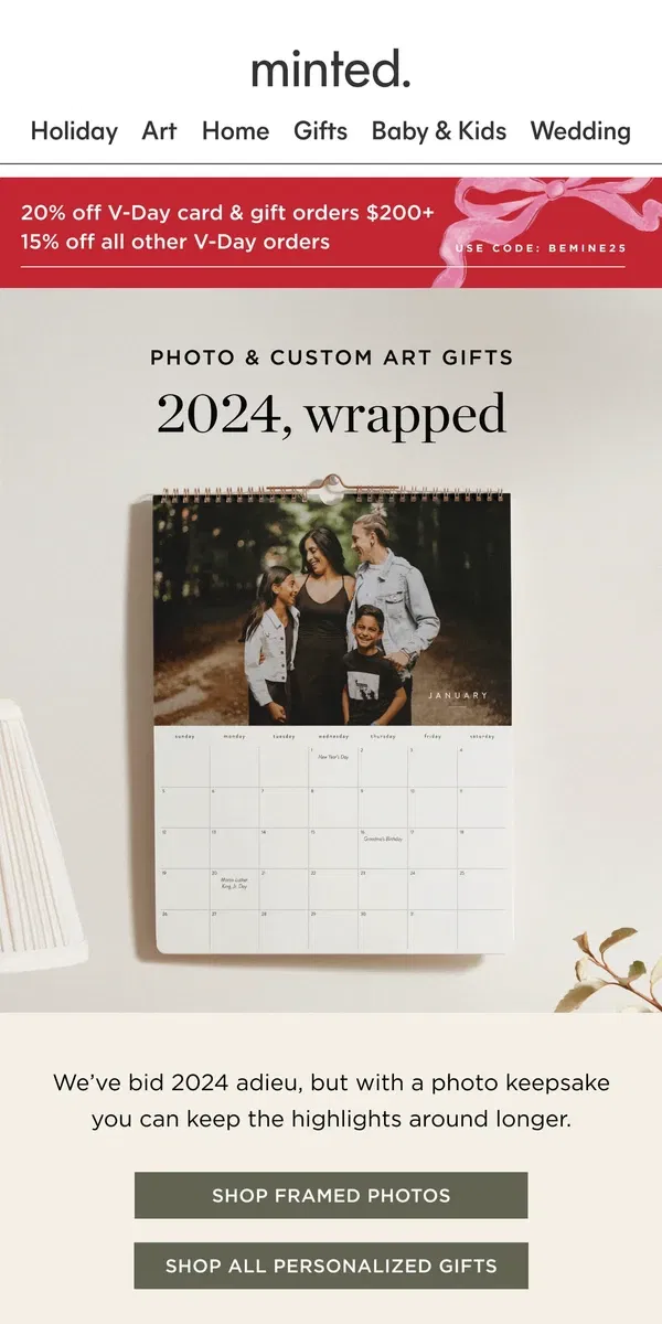 Email from Minted. Your 2024 memories, wrapped