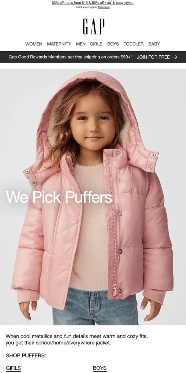 Email from GAP. We make the BEST puffers