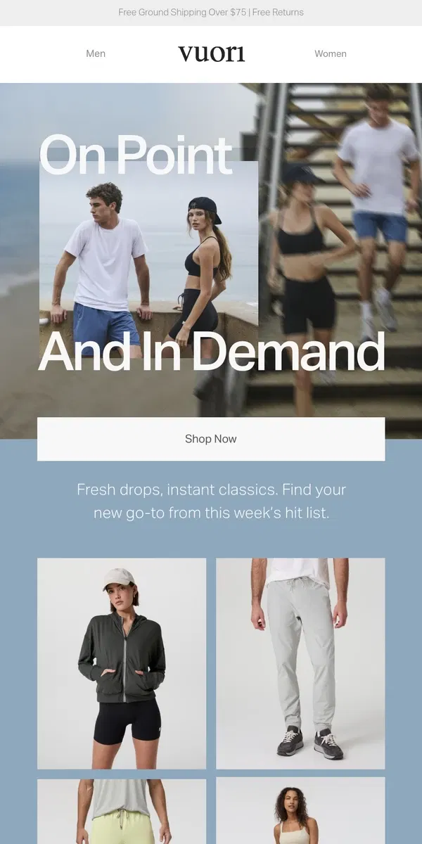 Email from Vuori. Our Most-Loved Performance Styles Right Now