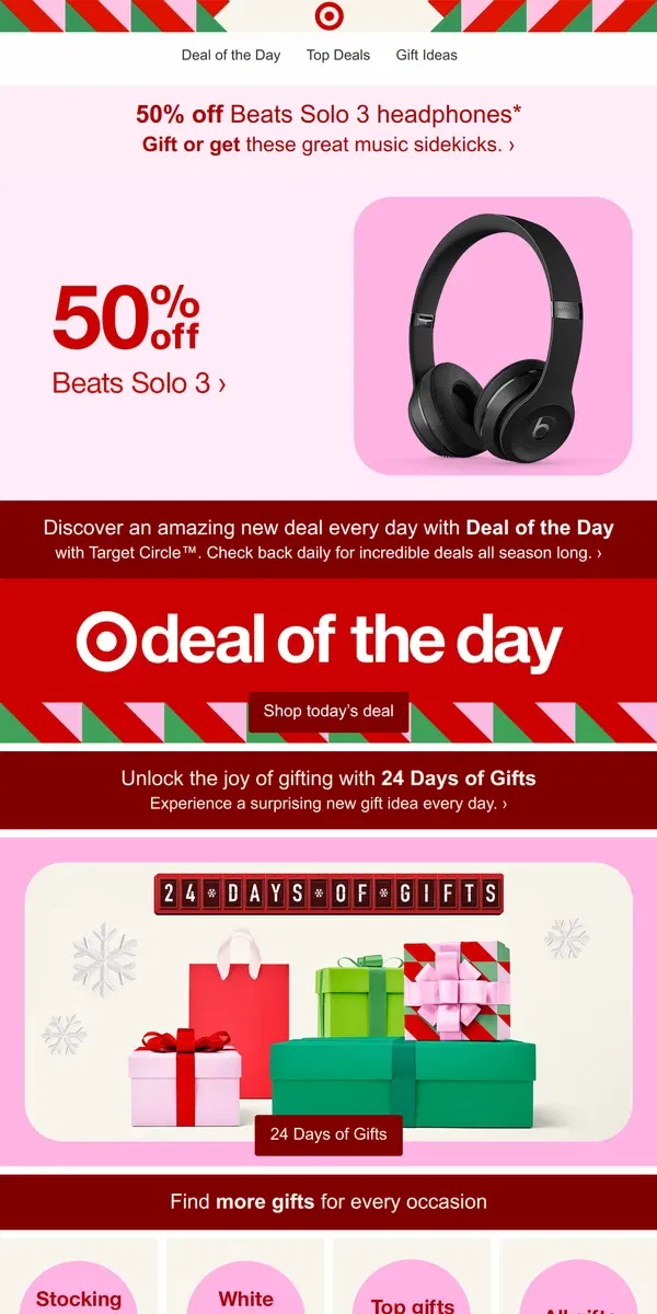 Email from Target. 50% off Beats Solo 3 headphones 🎧