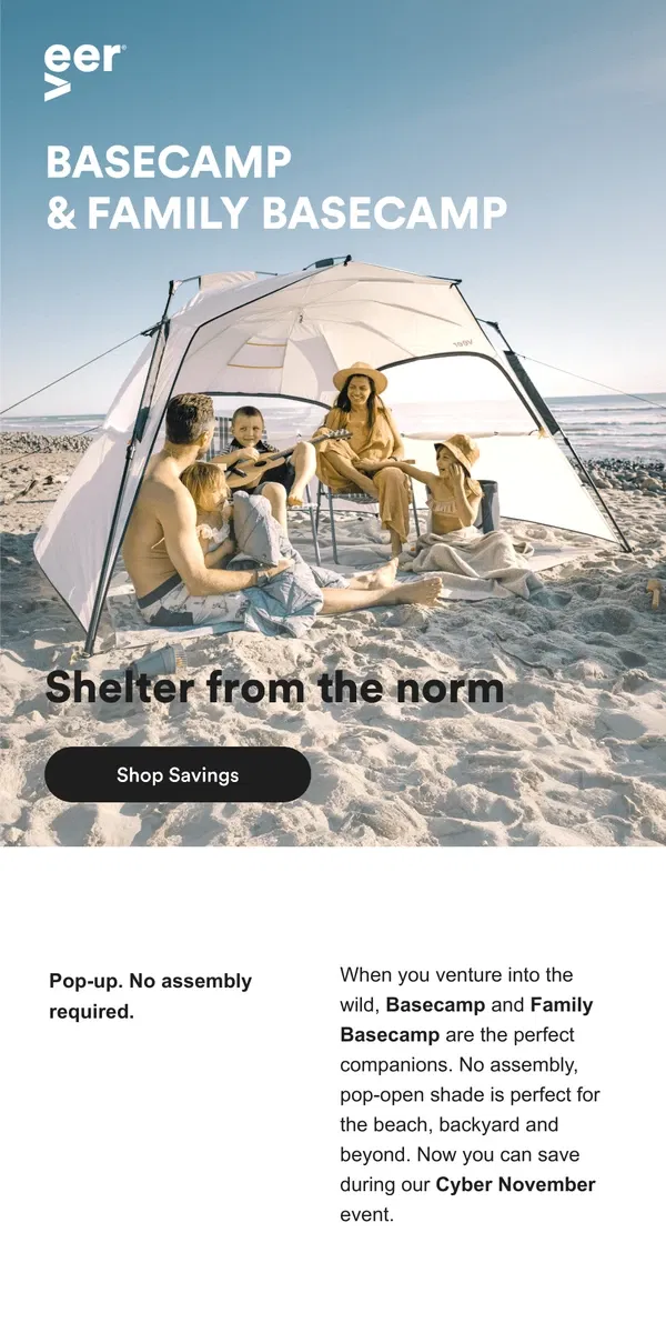 Email from Veer. Pop-up Shade. Pop-up Savings.