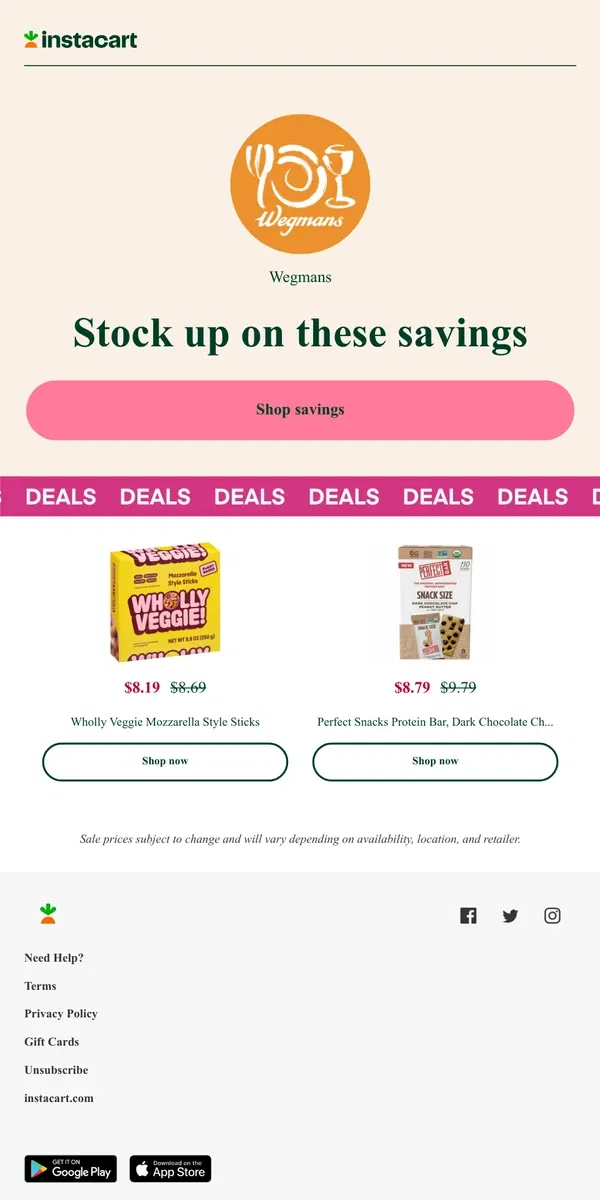 Email from Instacart. Don’t miss out on these coupons