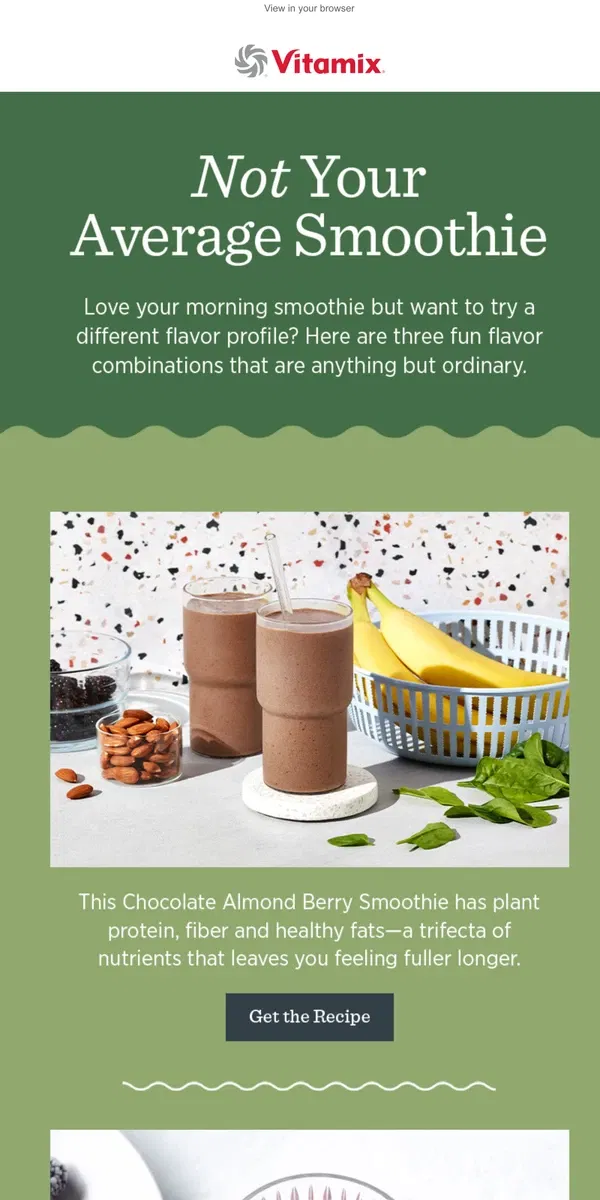 Email from Vitamix. Fun-Flavored Smoothies You’ll Love