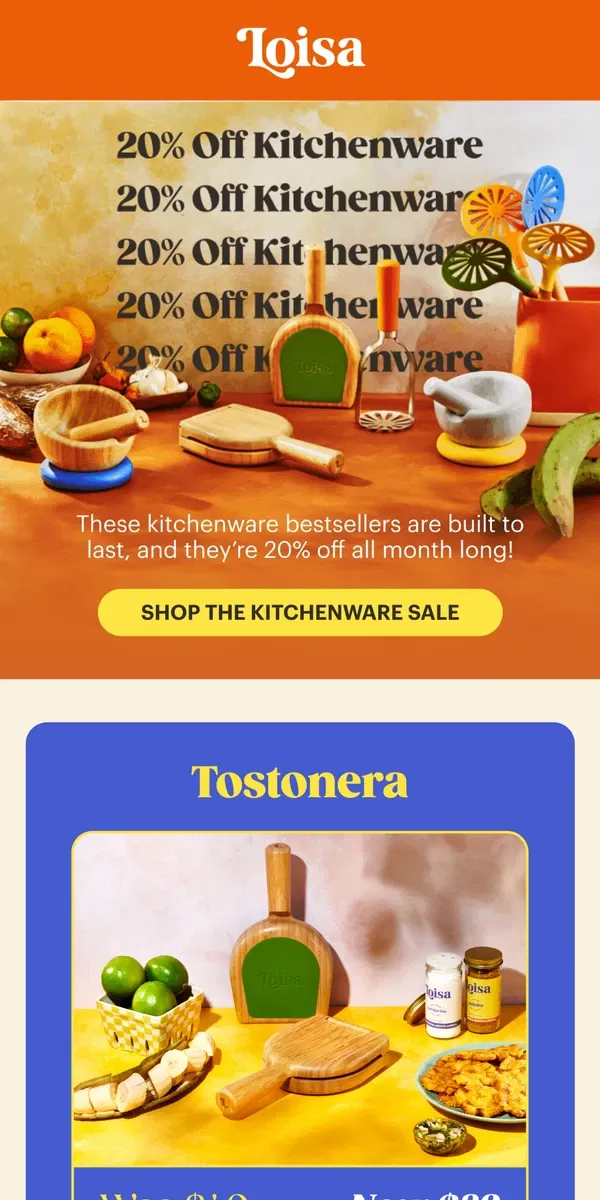 Email from Loisa. 👩‍🍳⚠️ Ending Soon: 20% off Tostonera y más!