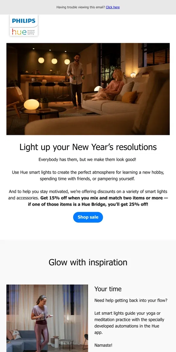 Email from Philips Hue. Save up to 25% in our New Year’s sale