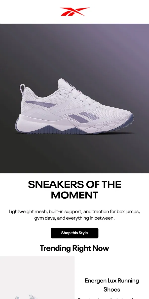 Email from Reebok. Fresh new sneakers you need to see