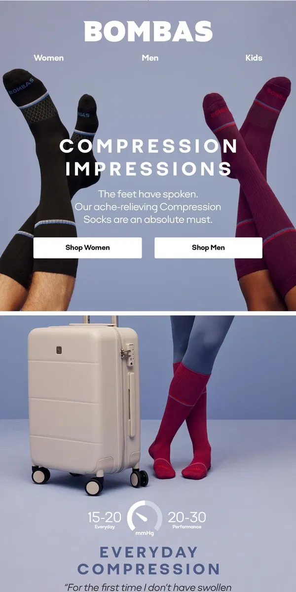 Email from Bombas. People ❤️ Our Compression Socks