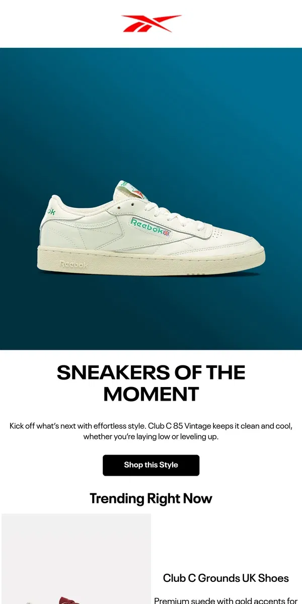 Email from Reebok. These shoes are trending