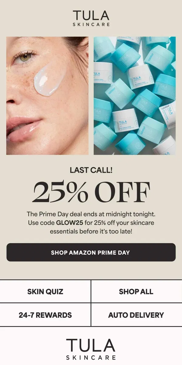 Email from TULA Skincare. Blink and you'll miss it...