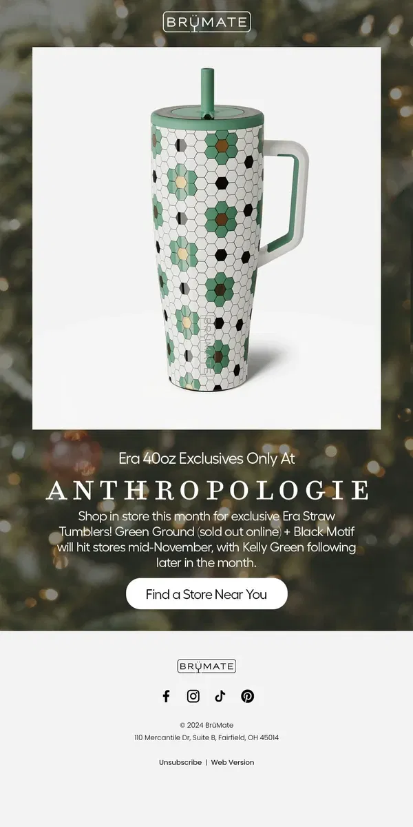 Email from BruMate. Exclusive Brüs Only At Anthropologie