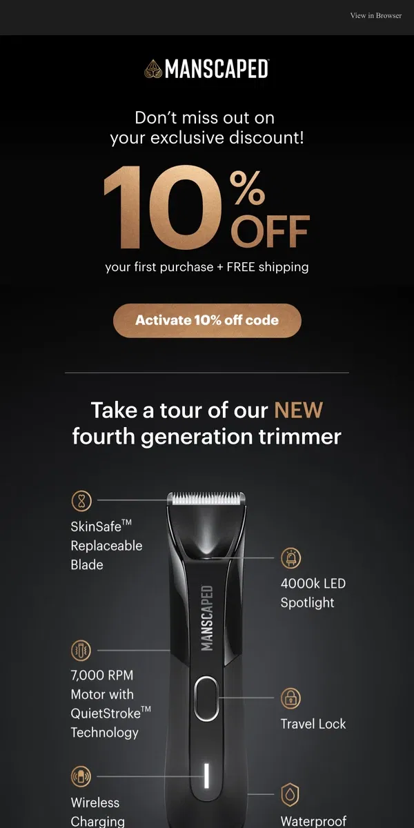 Email from MANSCAPED. Don't miss out on 10% off...