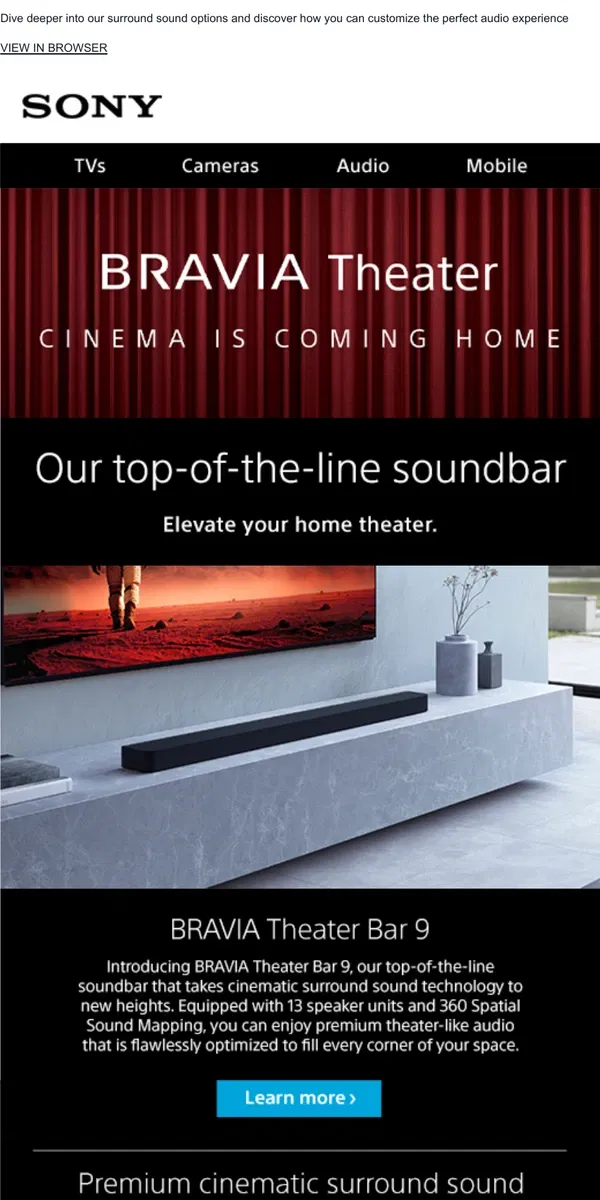 Email from Sony. Explore It Further | A Closer Look At Our BRAVIA Theater Bar 9