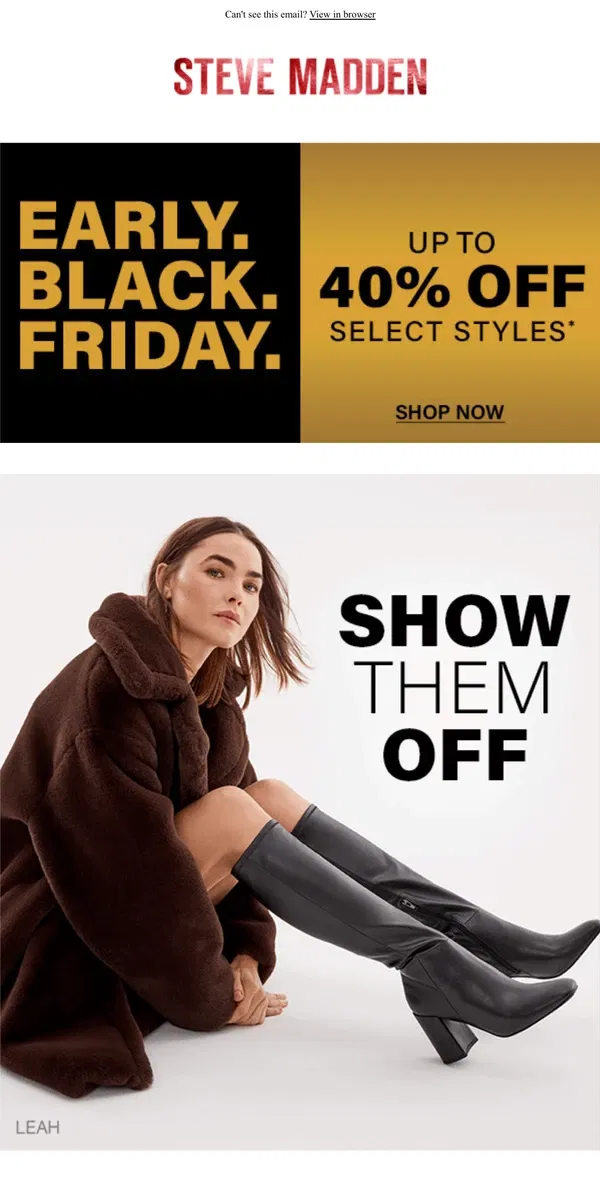 Email from Steve Madden. Up To 40% Off Your Faves