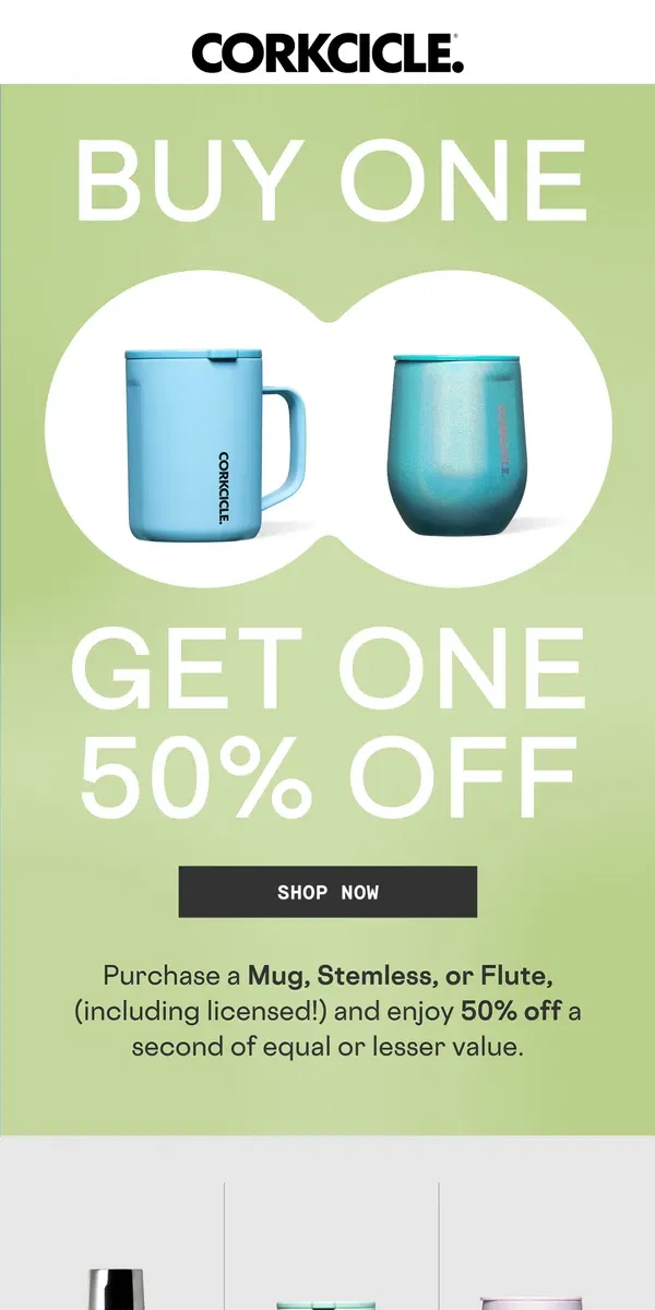 Email from CORKCICLE. Don’t Miss Out On BOGO 50% Off