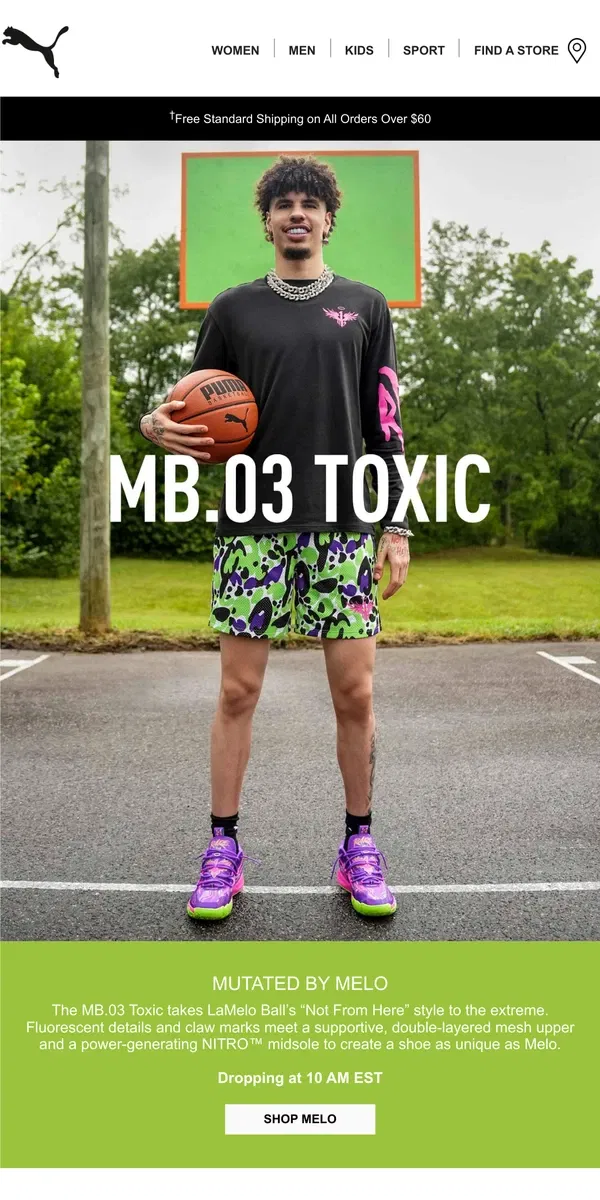 Email from Puma. MB.03 Toxic by LaMelo Ball