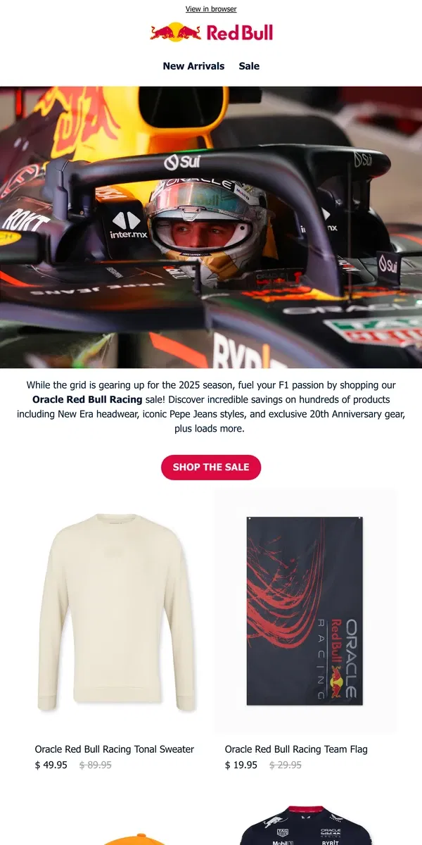 Email from Red Bull. Huge Savings on Oracle Red Bull Racing gear! 🏁