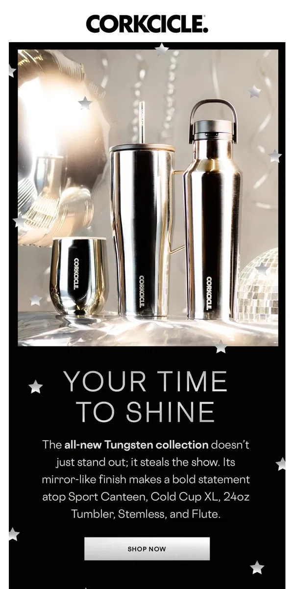 Email from CORKCICLE. It’s Giving Bling Bling ✨