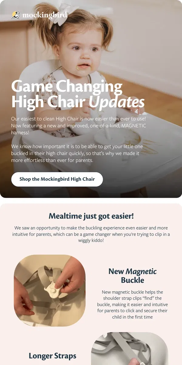 Email from Mockingbird. ✨ Our parent-favorite high chair is now even better!