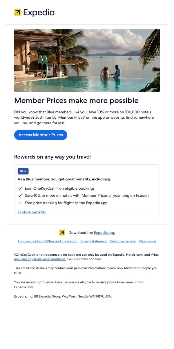 Email from Expedia. Don’t forget your member discount