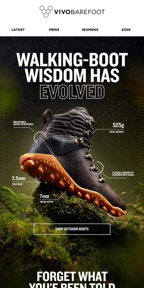 Email from Vivobarefoot. It’s time to rethink hiking boots