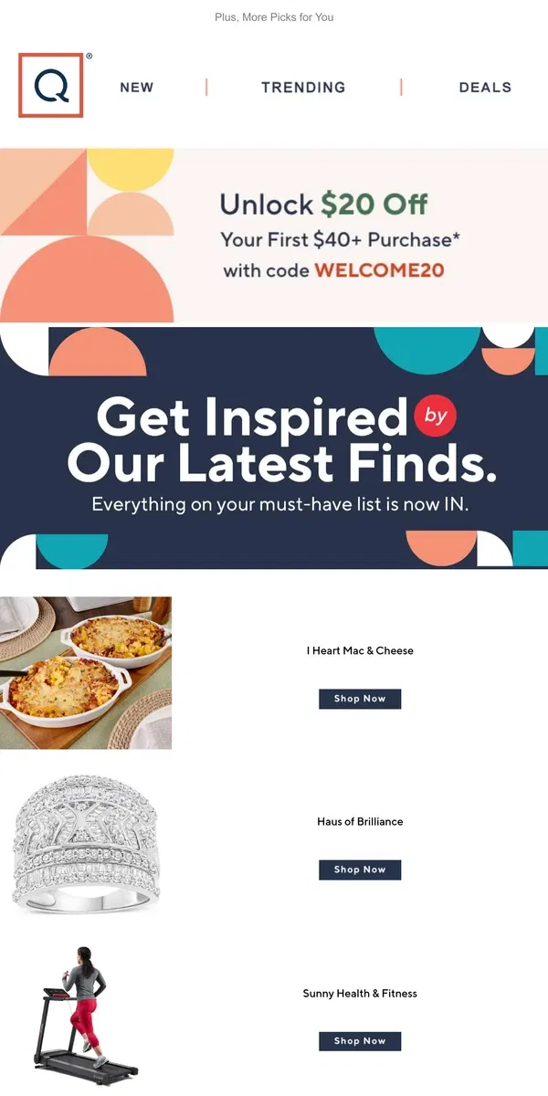 Email from QVC. New & Just for You: I Heart Mac & Cheese & More!