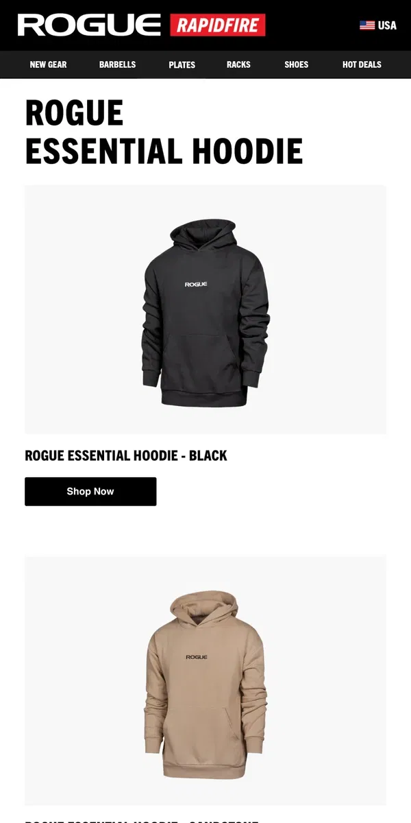 Email from Rogue Fitness. Just Launched: Rogue Essential Hoodies, TYR L-1 Lifter & More!