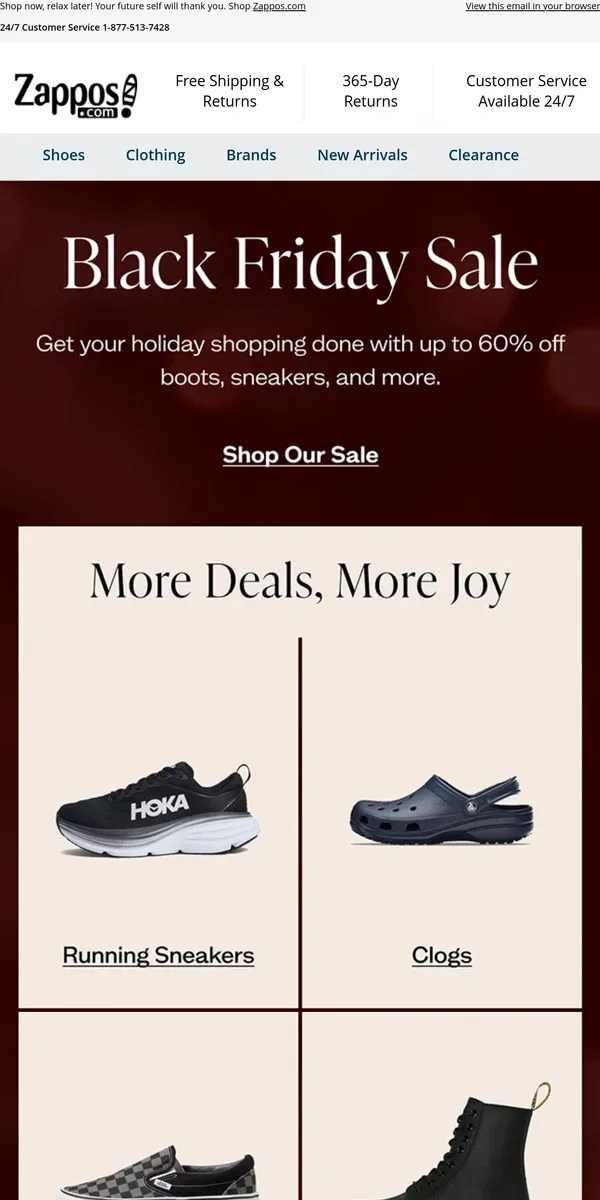 Email from Zappos. 🤸 Black Friday Sale 🤸 Up to 60% Off