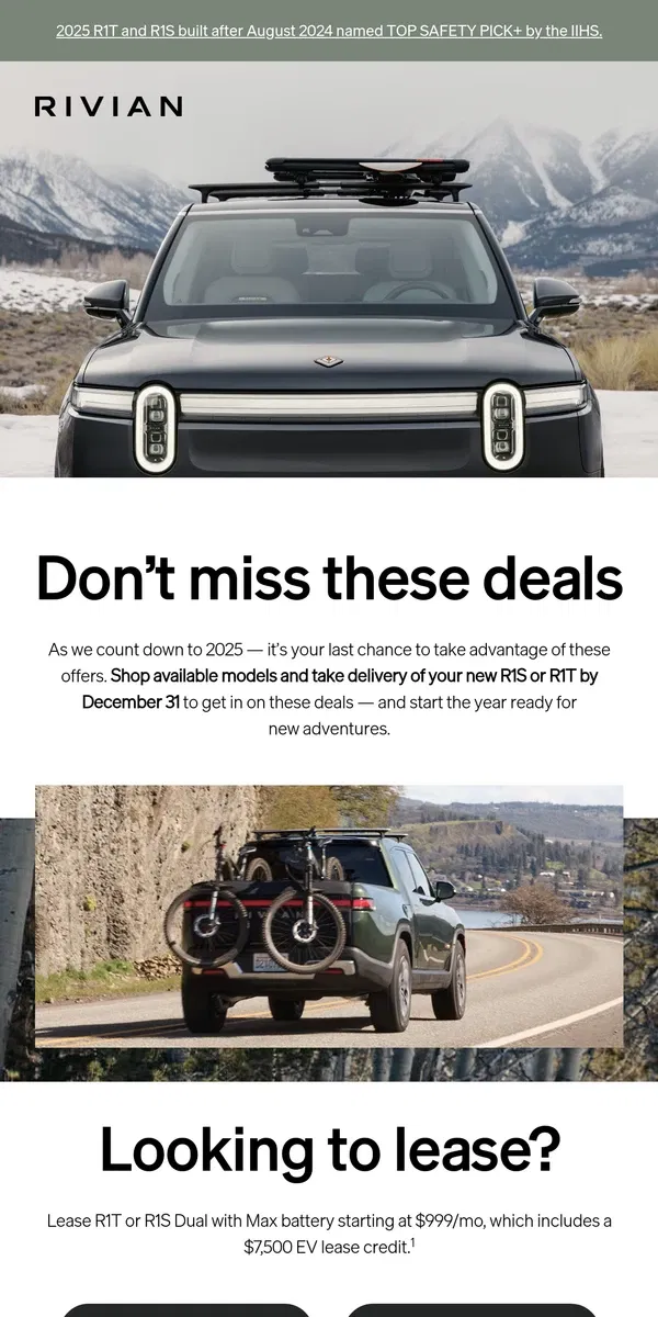 Email from Rivian. Last chance offers for you