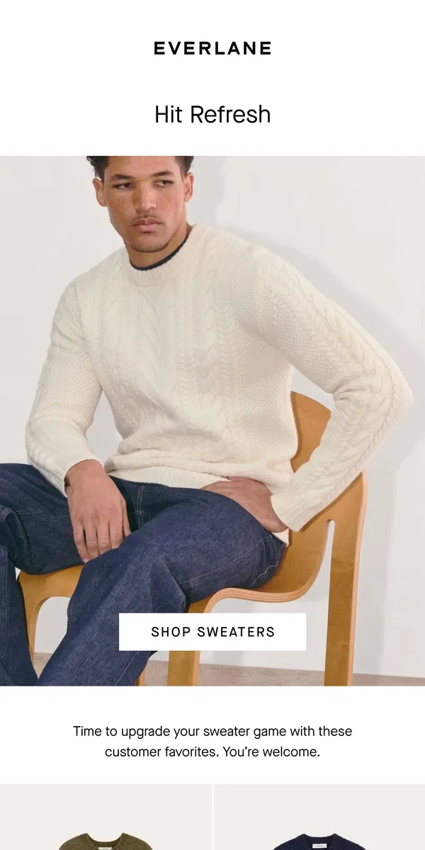 Email from Everlane. The Best Sweaters Are Here