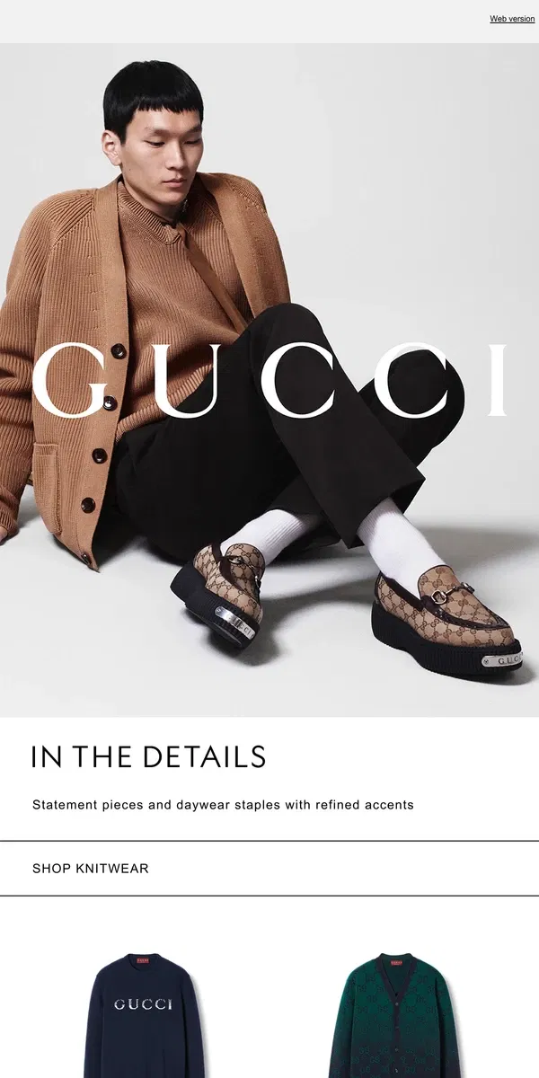 Email from GUCCI. Knitwear Season