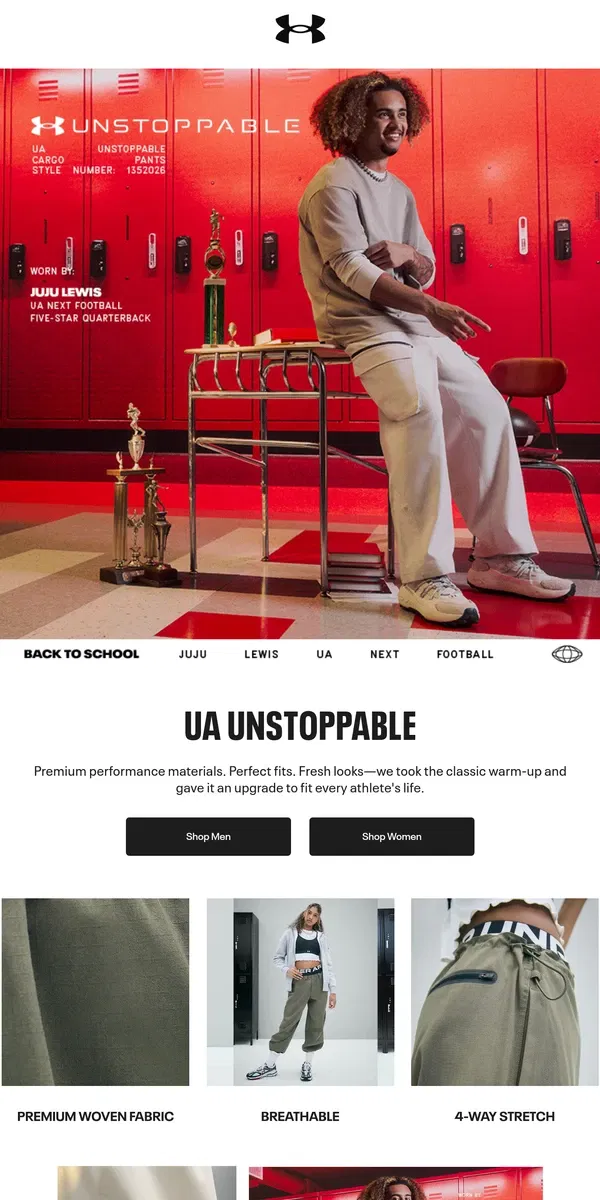 Email from Under Armour. UA Unstoppable: Perfect fits. Fresh looks.