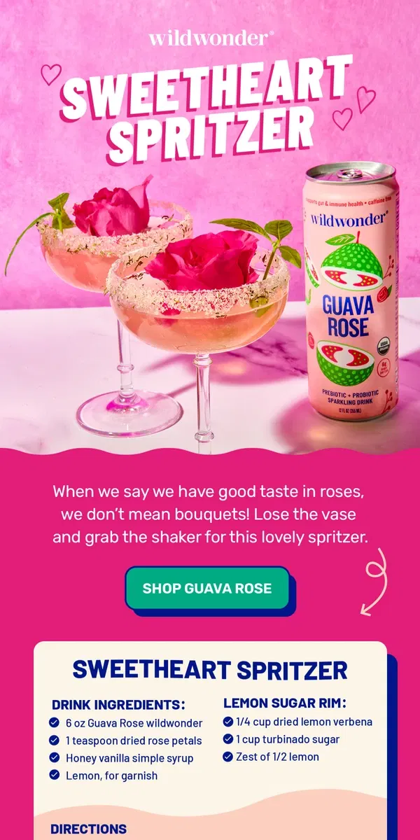 Email from wildwonder. Galentine's Day Spritzer Recipe 🌹