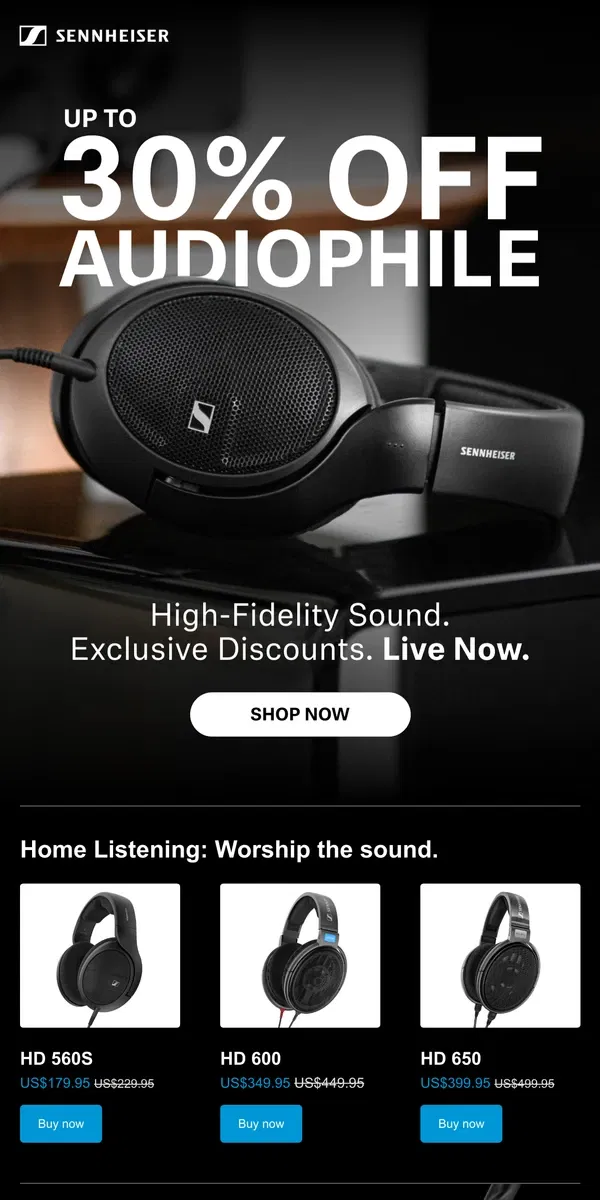 Email from Sennheiser. 🎧 Up to 30% Off High-Fidelity Sound!