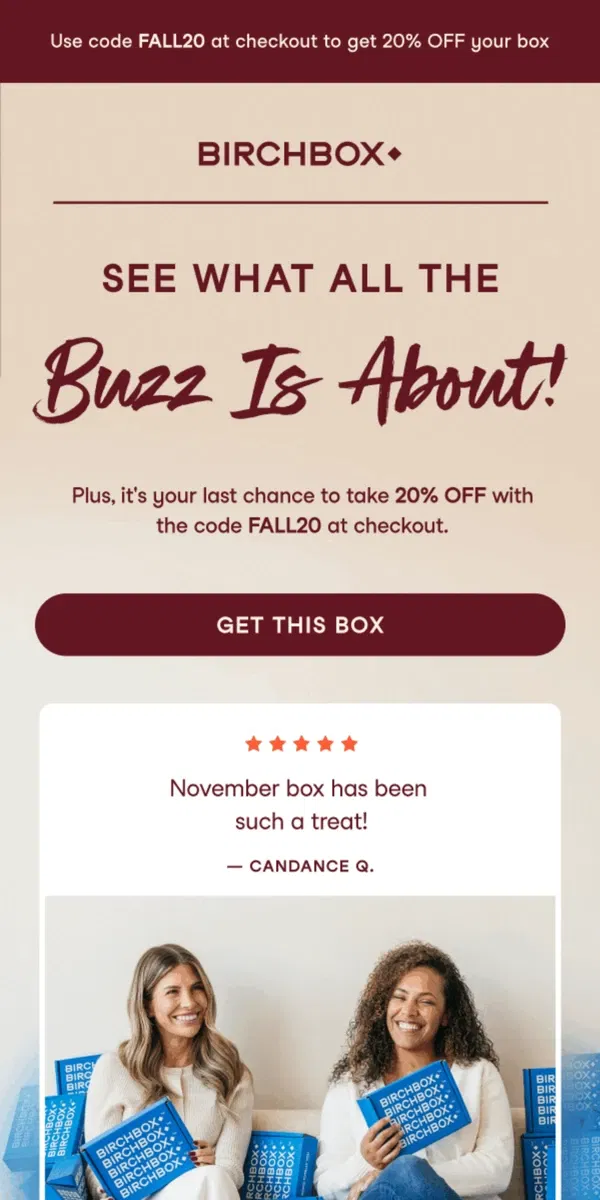 Email from Birchbox. Your Offer is About to Expire ⌛